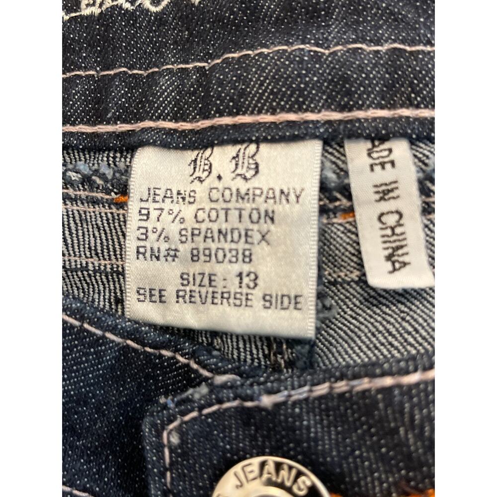 B.B. Jeans Company Women's Size 13 Blue Denim Dark Wash Rhinestone McBling Y2K - Picture 7 of 9